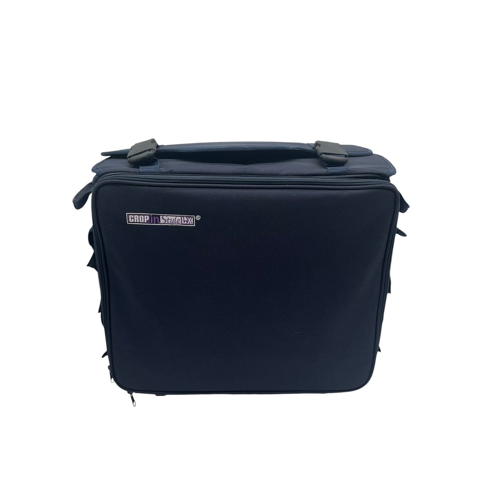 Crop In Style LX Rolling Scrapbook Craft Storage Tote Bag Navy Blue